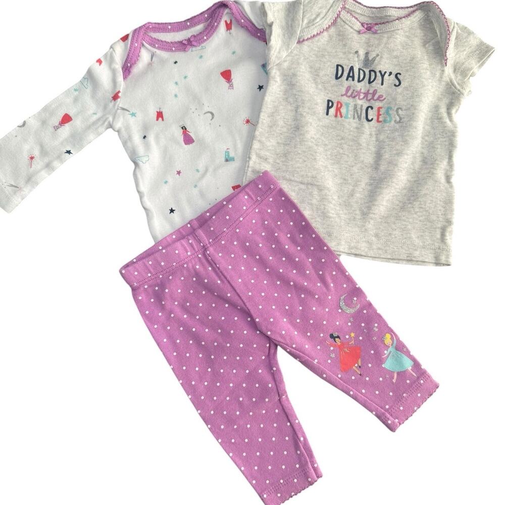 Carters Matching Set Baby Girl Daddy’s Princess Purple 3-6 Months